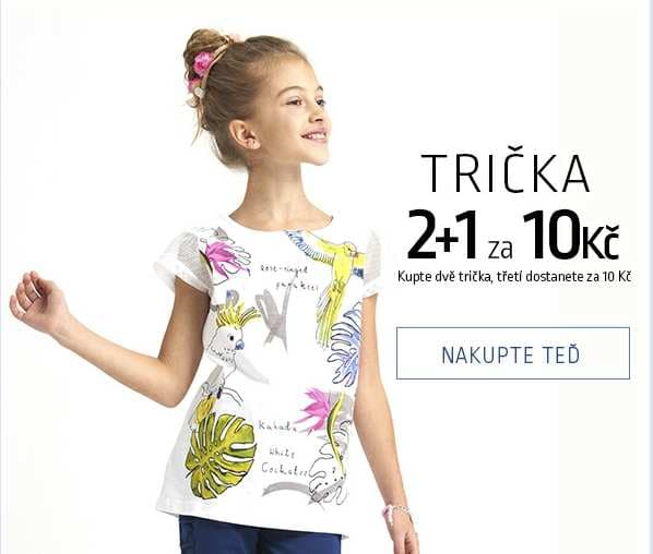 Dětská trička 2+1 jen za 10 Kč 