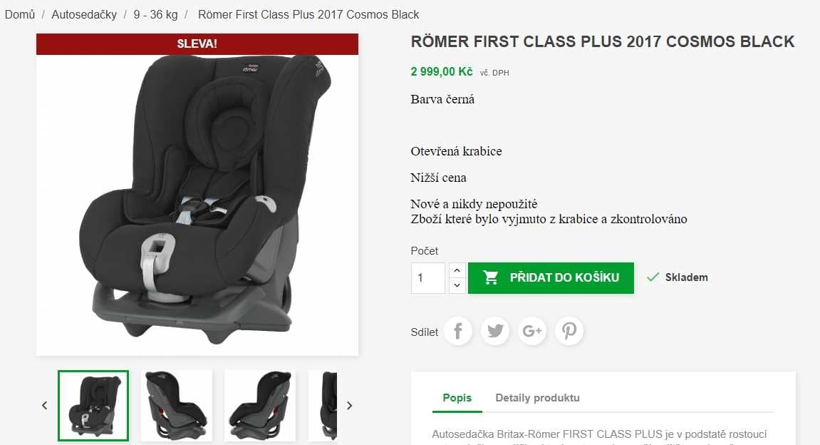 Autosedačka 0-18 kg,  Römer First Class Plus 