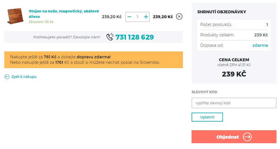 Magnetický stojan na nože, akát