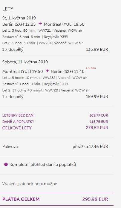 Zpáteční letenky Berlín - různá města v USA