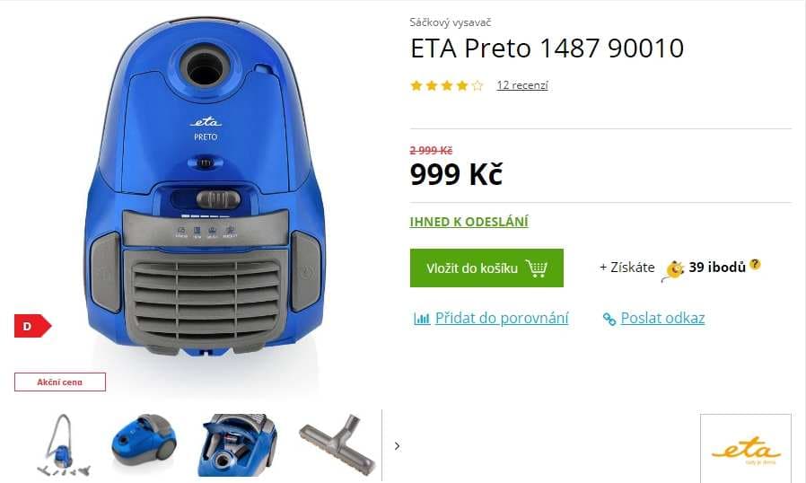 Sáčkový vysavač ETA PRETO