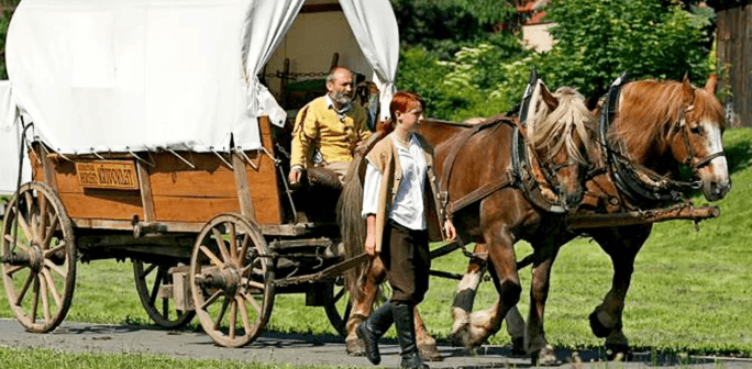Rodinná jízda koňským povozem na Křivoklátsku