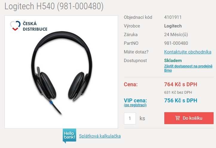 Sluchátka Logitech USB Headset H540