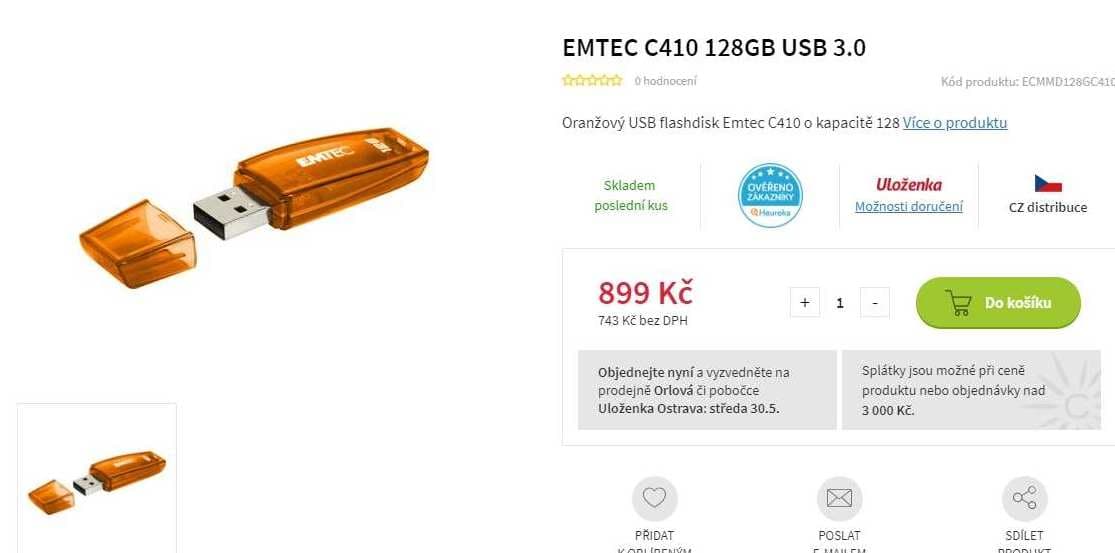 USB flash disk 3.0 - Emtec, 128 GB