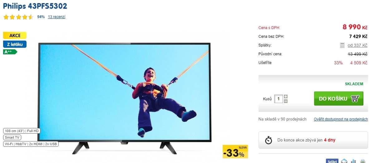 Full HD LED TV, Smart, 108 cm, Philips