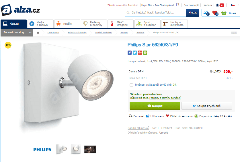 Lampa bodová Philips Star