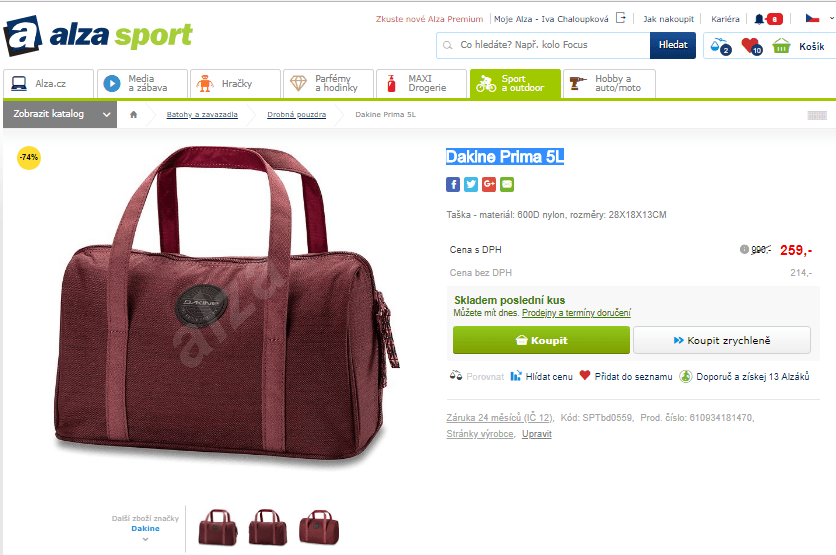 Kosmetická taška Dakine Prima 5L