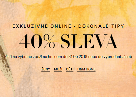 H&M - sleva 40% na vybrané zboží