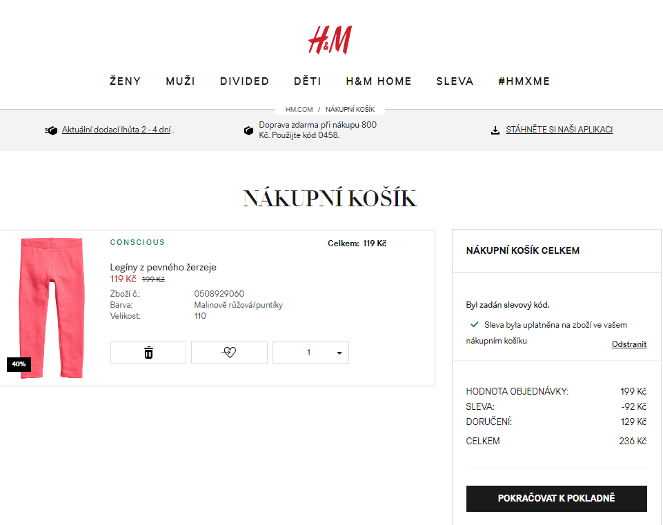 H&M - sleva 40% na vybrané zboží
