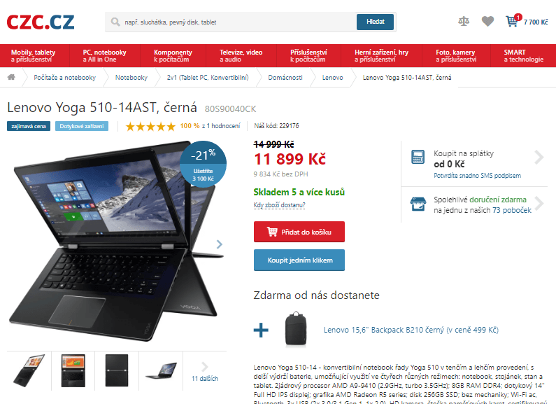 Lenovo Yoga, 3,5GHz, 8GB RAM, 14,1" dotyk