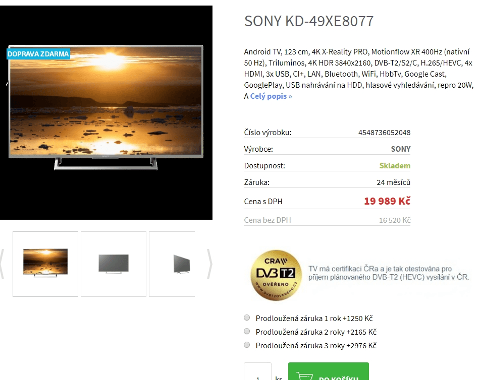 Ultra HD TV, HDR, Smart, 123cm, SONY