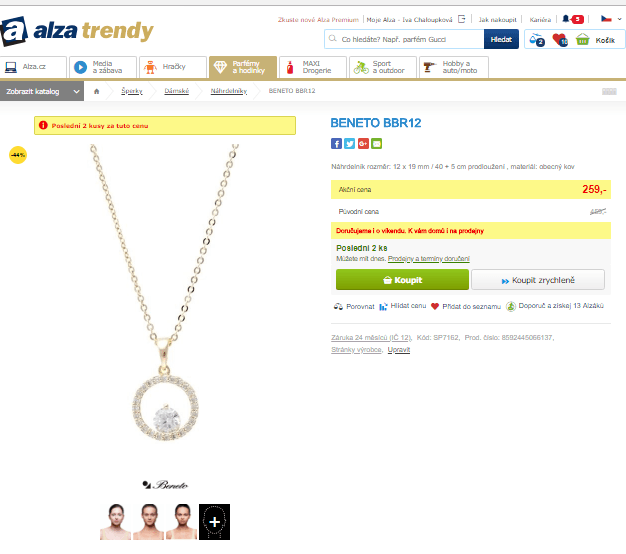 Náhrdelník s kamínky Beneto BBR12