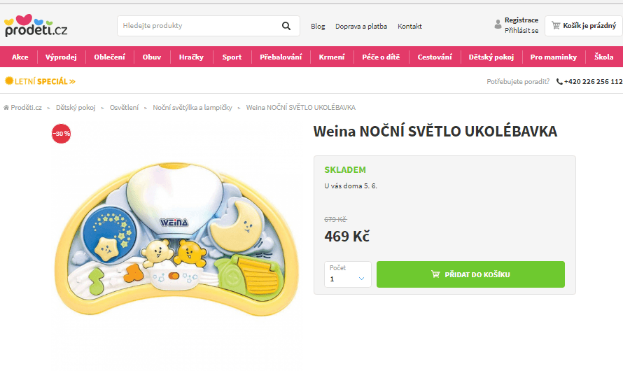 Weina Noční světélko s ukolébavkou