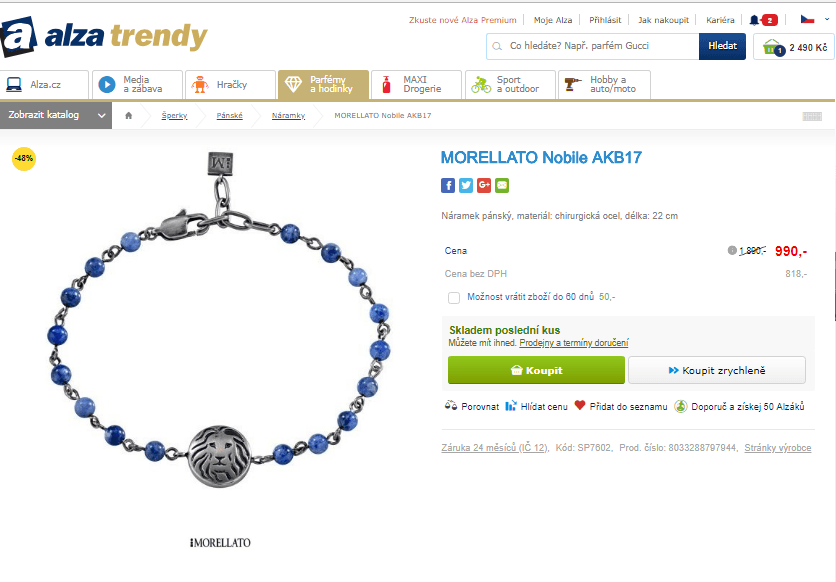 Pánský náramek MORELLATO Nobile AKB17