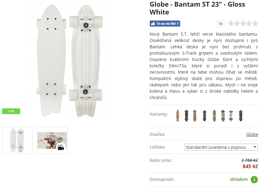 Skateboard Globe Bantam ST white 23