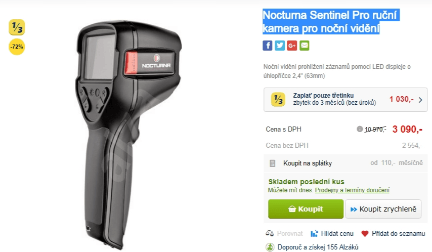 Ruční infračervená kamera Nocturna Sentinel Pro