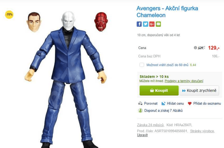 5 různých figurek z Avengers