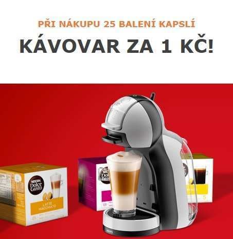Kávovar k nákupu kapslí za 1 korunu