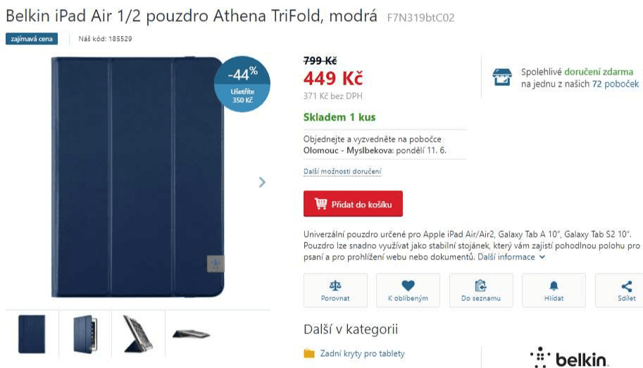 Poudro na tablet Belkin iPad Air 
