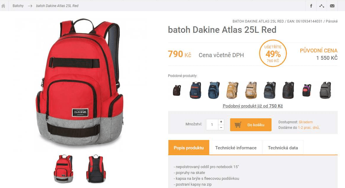Batohy Dakine 25 litrů - různé varianty
