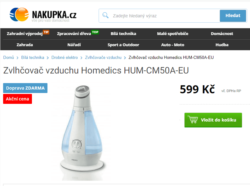 Zvlhčovač vzduchu HoMedics HUM-CM50