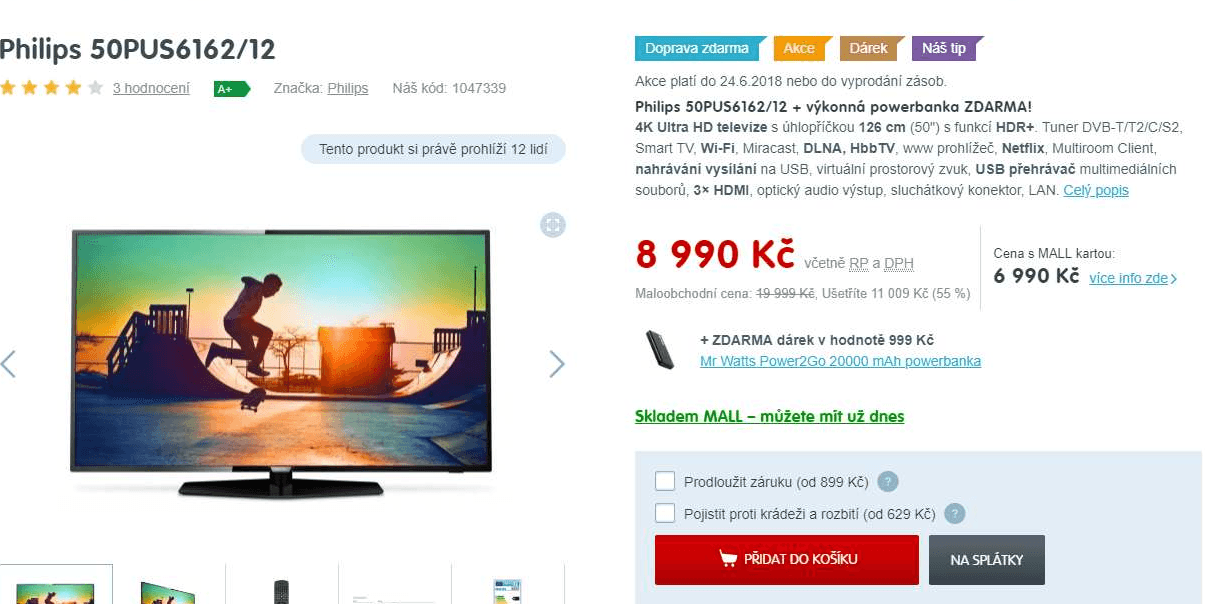 Ultra HD TV, HDR, Smart, 126cm, Philips