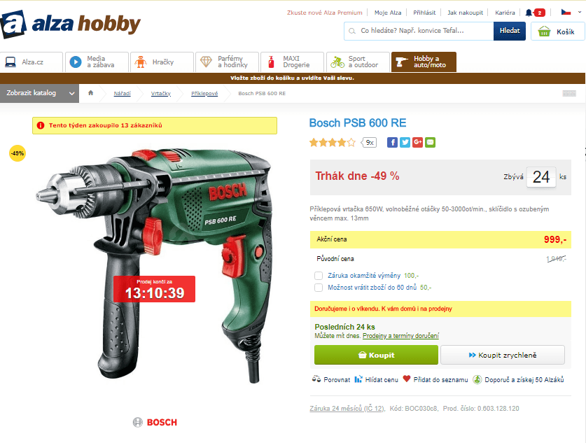 Příklepová vrtačka Bosch PSB 600 RE