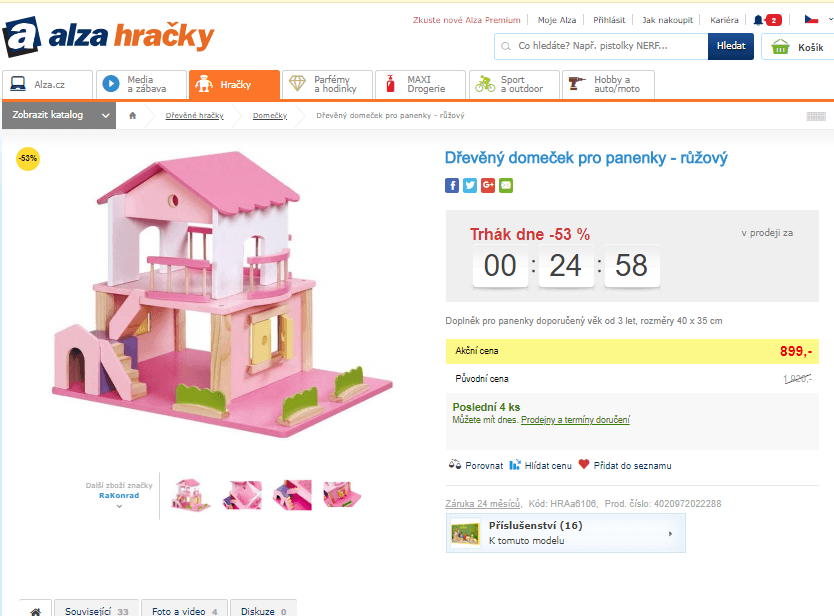 Dřevěný domeček pro panenky - růžový
