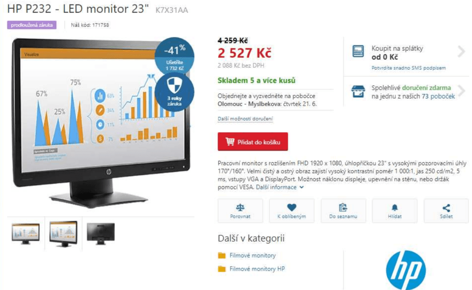 PC monitor HP Pro Display, 23", full HD