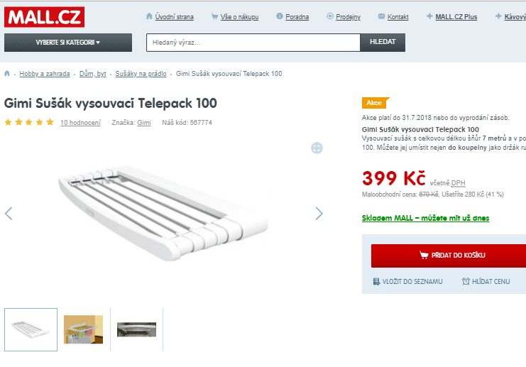  Sušák vysouvací Gimi Telepack 100