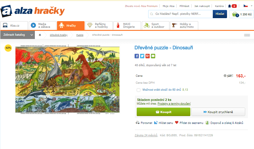 Puzzle dřevěné dinosauři 48 dílků