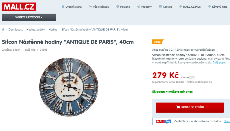 Nástěnné hodiny "ANTIQUE DE PARIS", 40cm