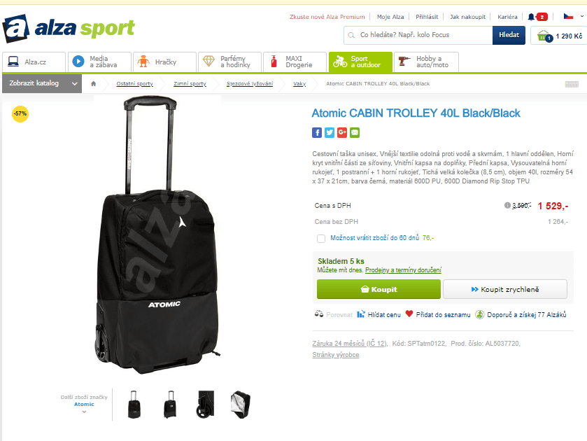 Cestovní taška Atomic Cabin Trolley 40l