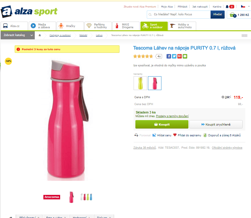  Láhev na nápoje Tescoma Purity 0,7 l