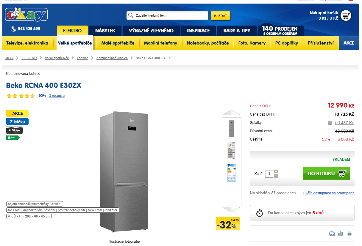 Lednice Beko, ionizátor, A++