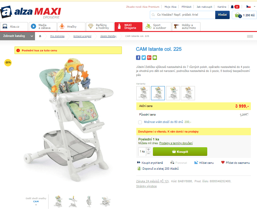 Dětská jídelní židlička Cam Istante