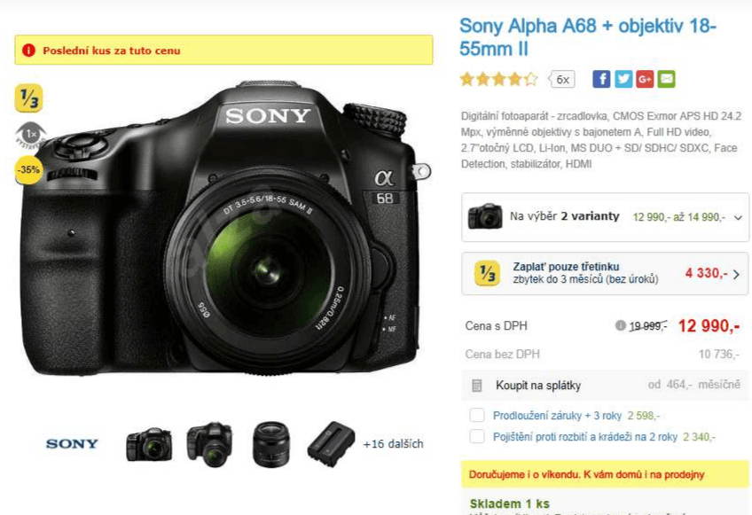Sony Aplha A68 s objektivem 18-55mm
