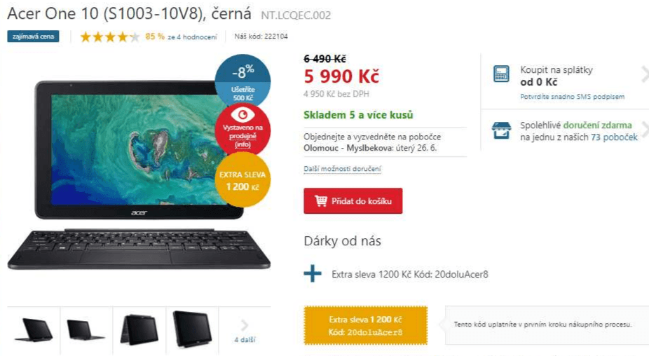 2v1 Acer, 1,92GHz, 2GB RAM, 10,1"