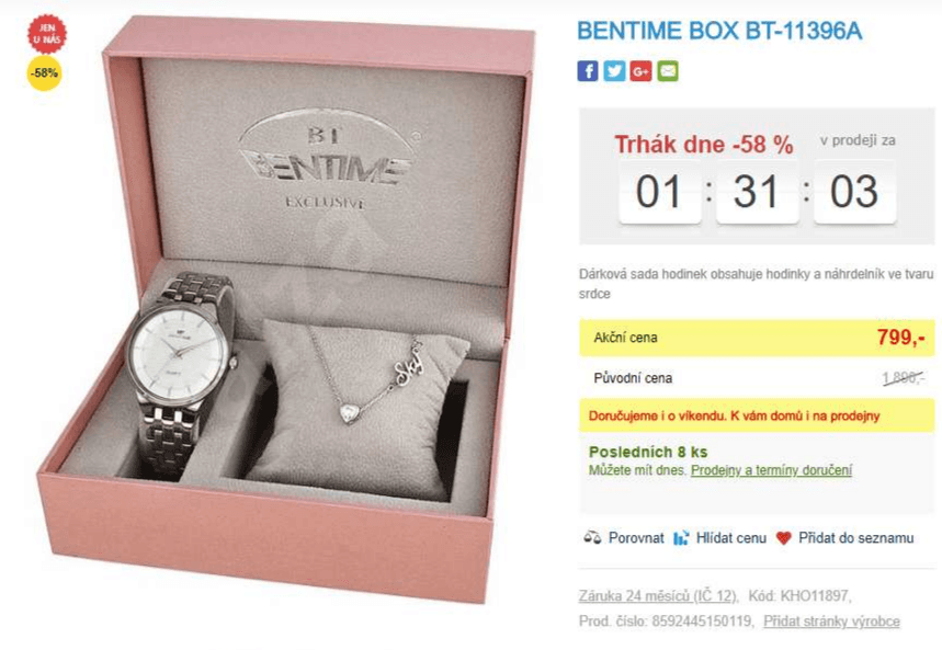 Dárková sada hodinek + náhrdelník BENTIME