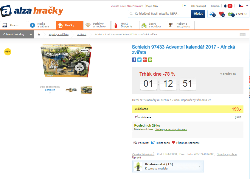 Adventní kalendář Schleich - Africká zvířata