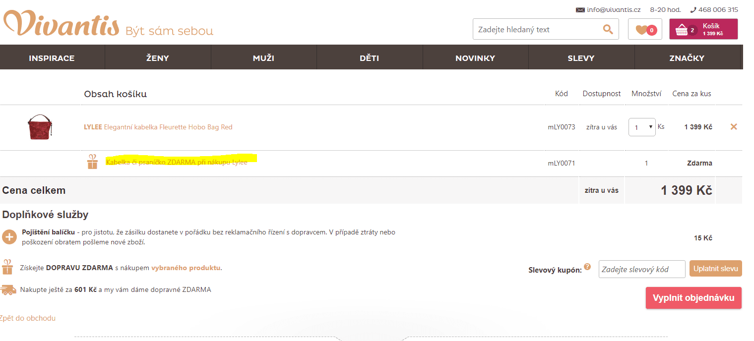 Kabelky a psaníčka Lylee 1+1 zdarma