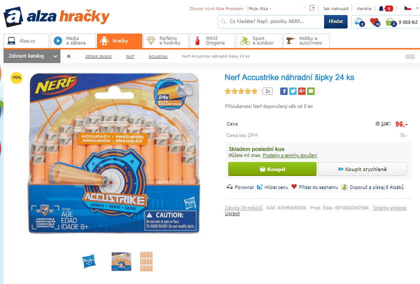 Nerf Accustrike náhradní šipky 24 ks