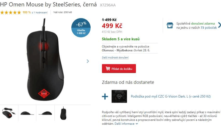 Herní myš HP Omen SteelSeries 