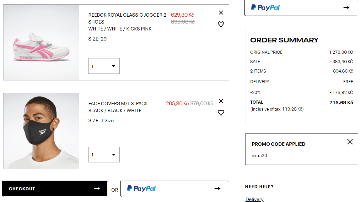 Extra sleva 50% v Reebok outletu