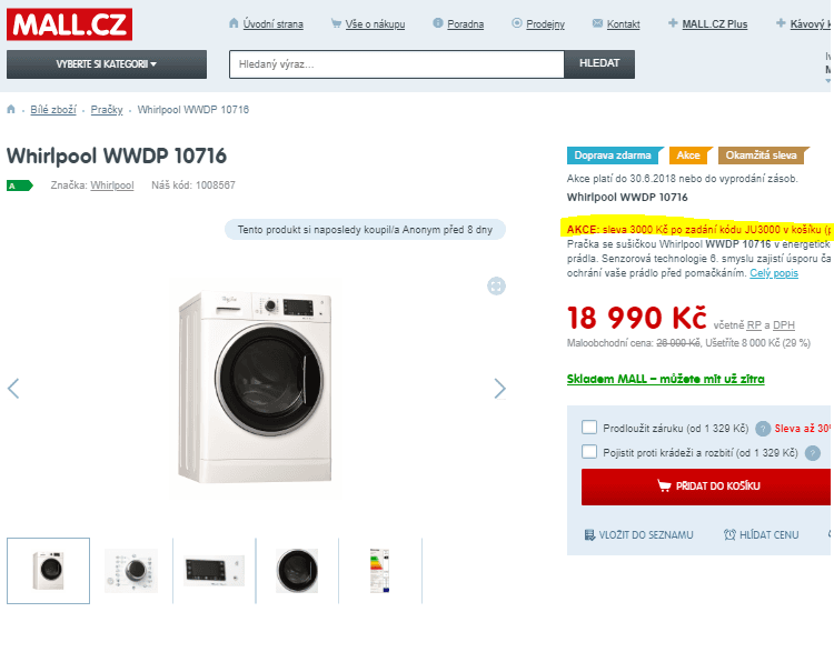Pračka se sušičkou Whirlpool 10/7 kg