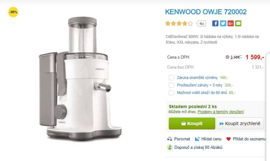 Odstředivý odšťavňovač KENWOOD 