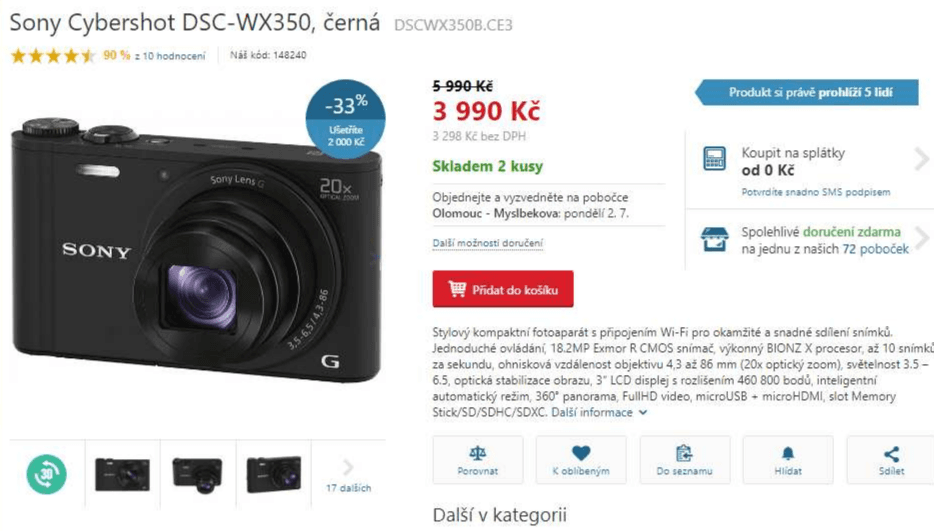 Sony Cyber-Shot DSC-WX350, 18,2MPx, 20x zoom
