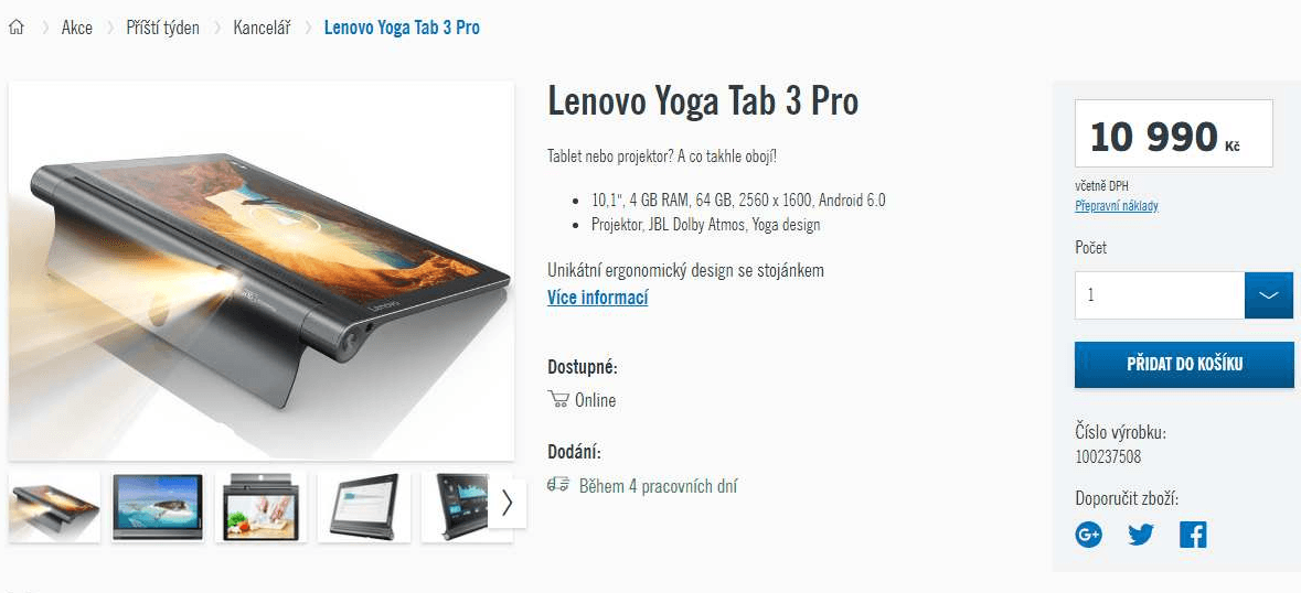 Lenovo Yoga, 2,4GHz, 4GB RAM, 10,1", projektor