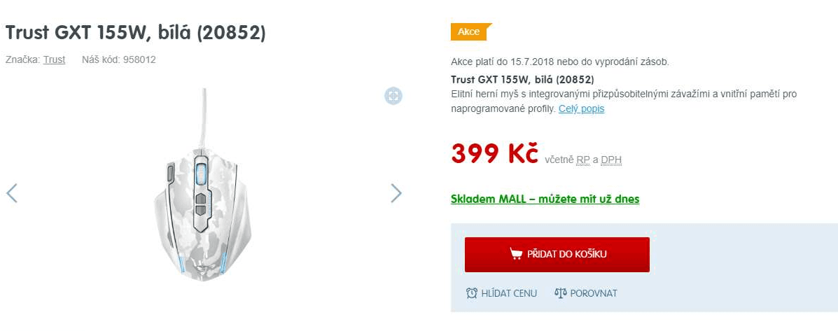 Herní myš Trust GXT 155W Caldor 