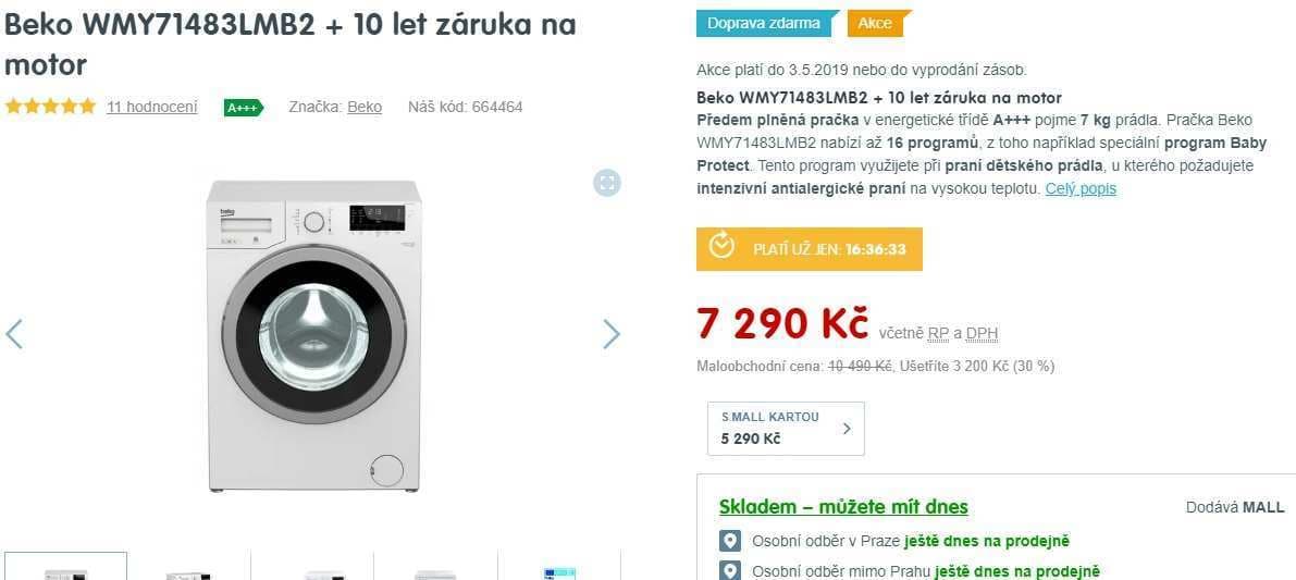Pračka Beko, 7kg, 1400 ot., A+++